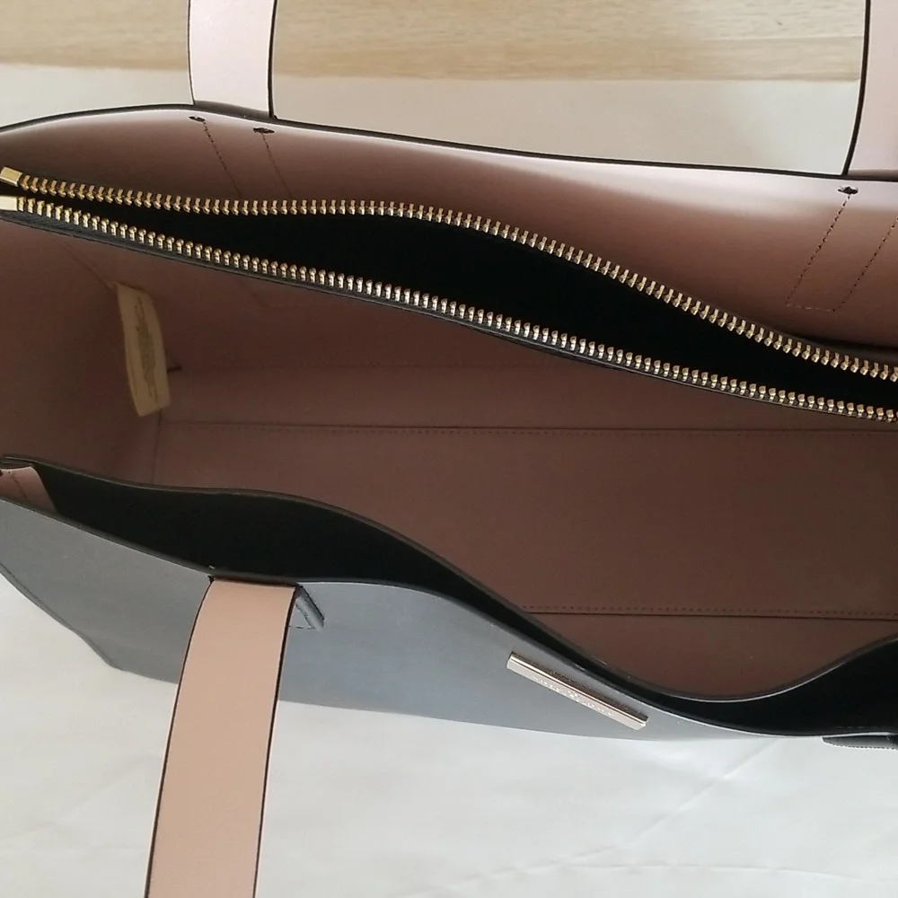 kate spade Large Nelle Putnam Drive Black Leather Tote Bag Light Gold Hardware